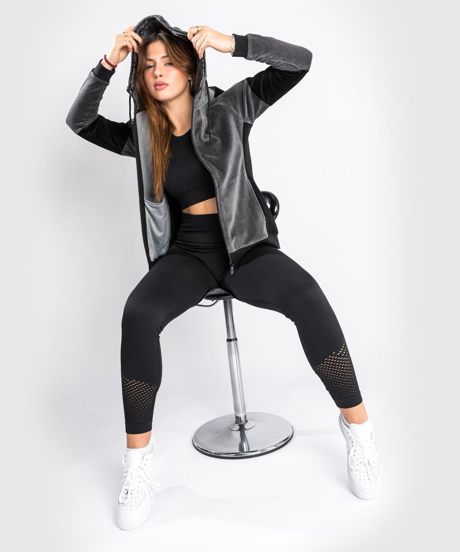 jaqueta esportiva venum camoline 2.0 velvet - feminina - cinzapreta