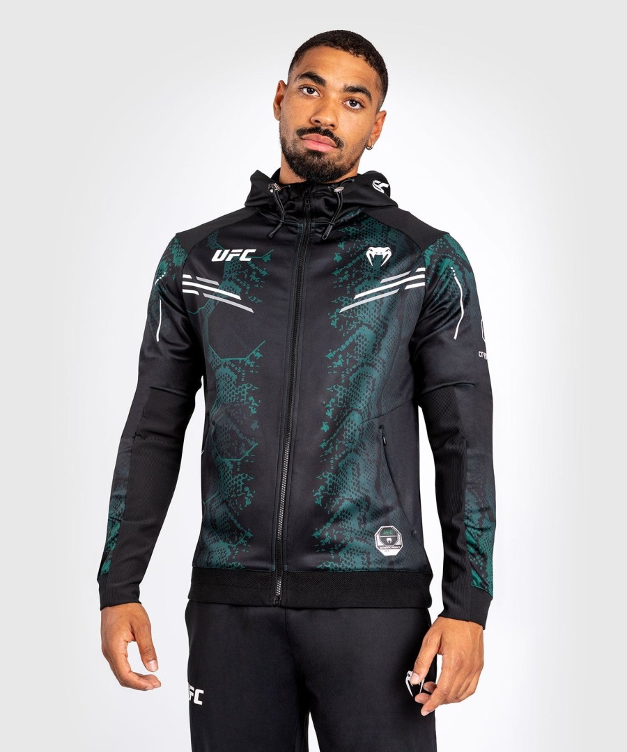 moletom com capuz ufc adrenaline by venum authentic fight night masculino walkout - edição esmeralda - verdepreto