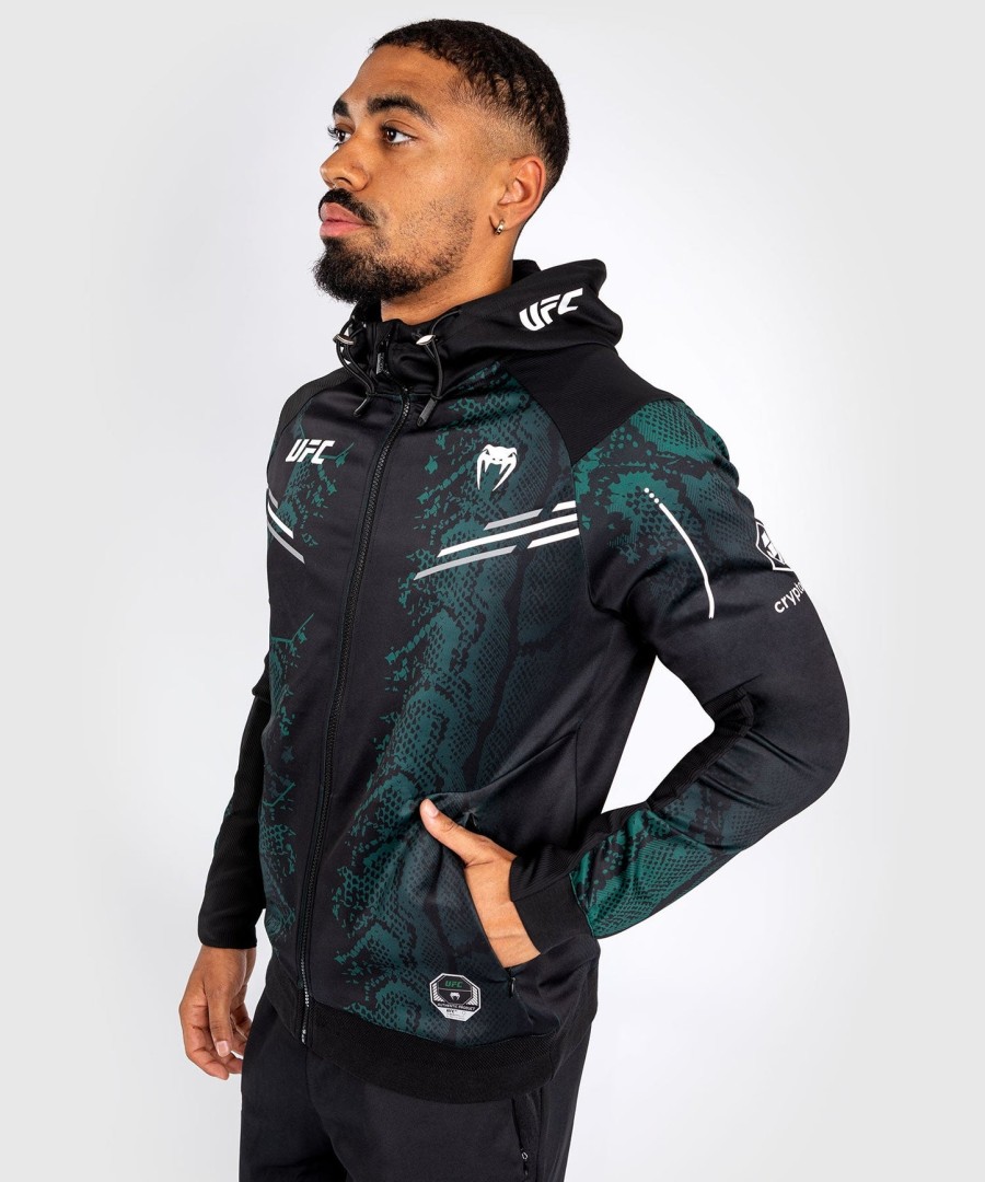 moletom com capuz ufc adrenaline by venum authentic fight night masculino walkout - edição esmeralda - verdepreto