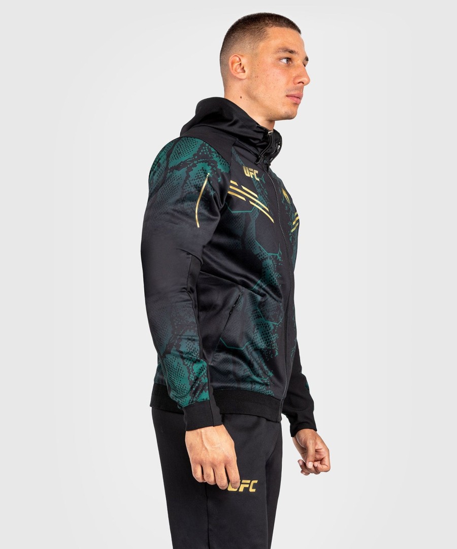 moletom com capuz ufc adrenaline by venum authentic fight night masculino walkout - edição esmeralda - verdepretodourado