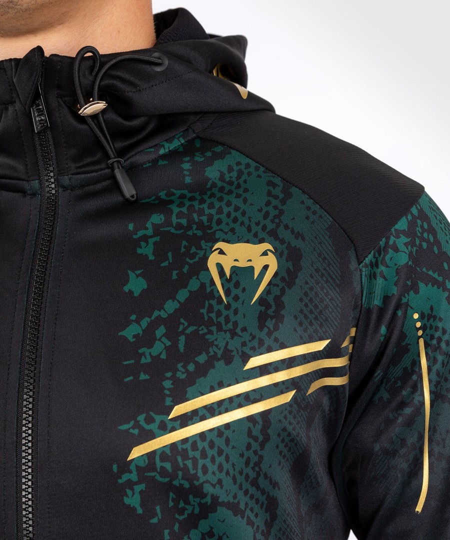 moletom com capuz ufc adrenaline by venum authentic fight night masculino walkout - edição esmeralda - verdepretodourado