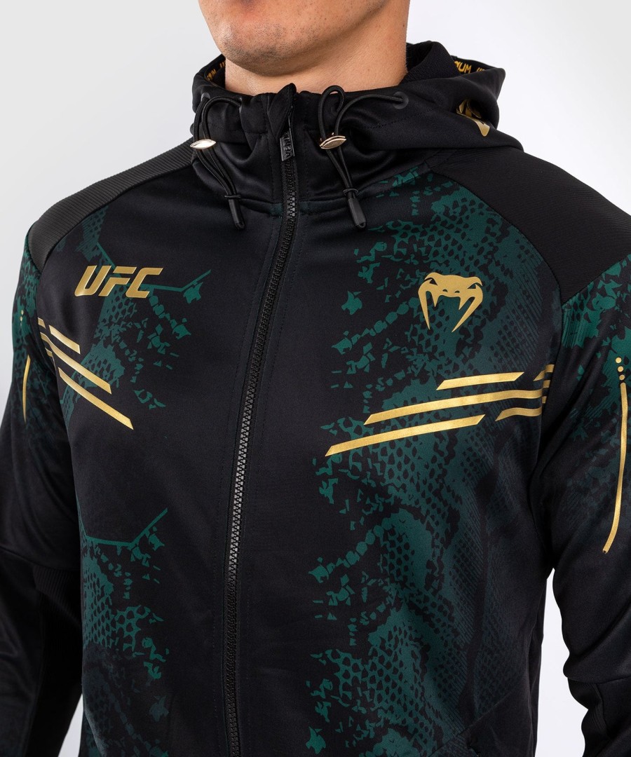 moletom com capuz ufc adrenaline by venum authentic fight night masculino walkout - edição esmeralda - verdepretodourado