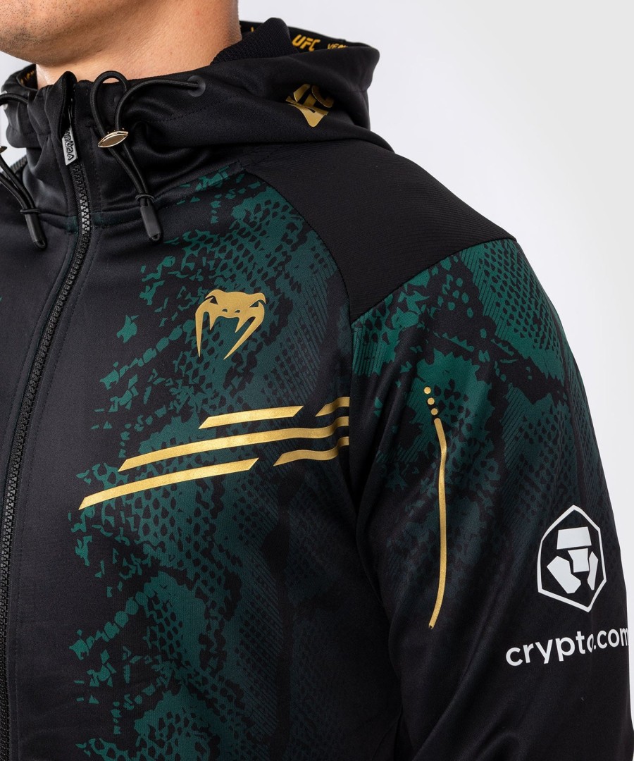 moletom com capuz ufc adrenaline by venum authentic fight night masculino walkout - edição esmeralda - verdepretodourado