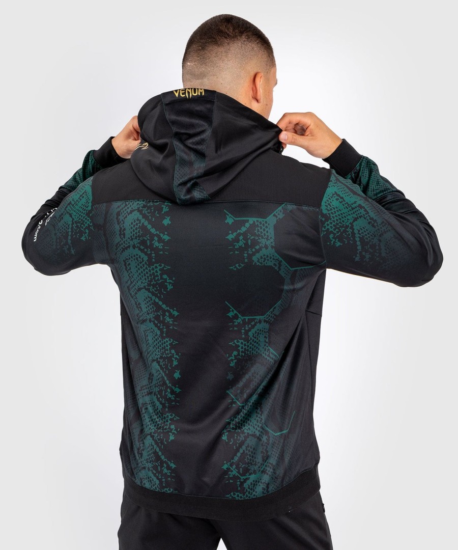 moletom com capuz ufc adrenaline by venum authentic fight night masculino walkout - edição esmeralda - verdepretodourado