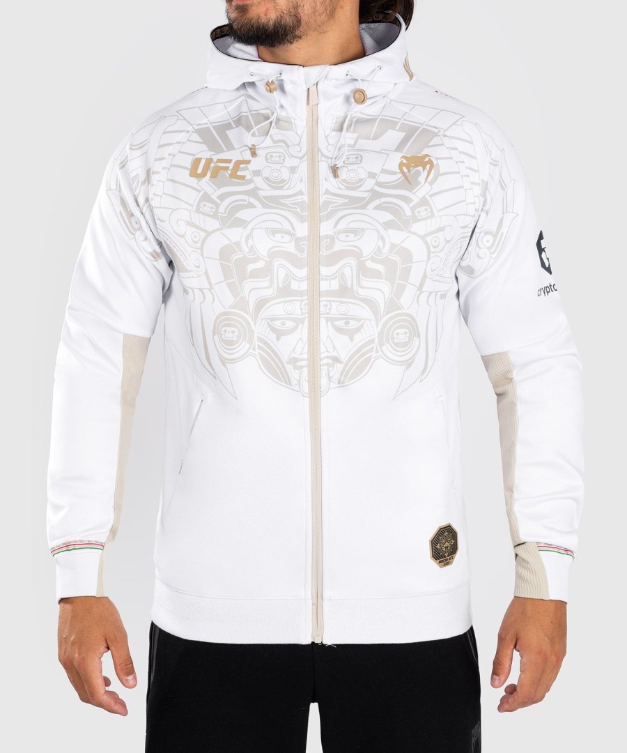 moletom com capuz noche ufc by venum authentic fight night masculino walkout - branco