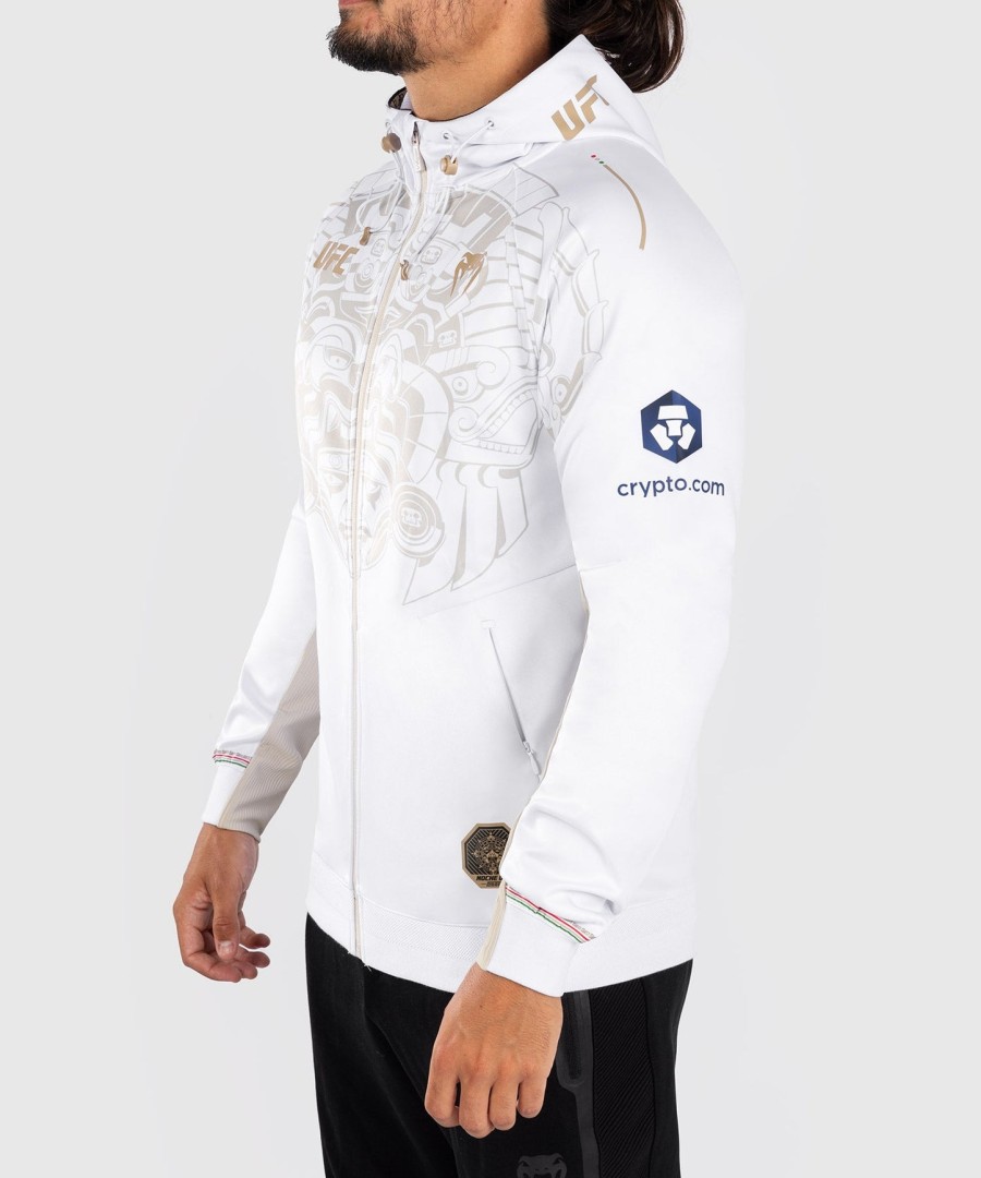 moletom com capuz noche ufc by venum authentic fight night masculino walkout - branco