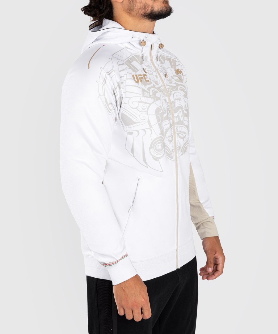 moletom com capuz noche ufc by venum authentic fight night masculino walkout - branco