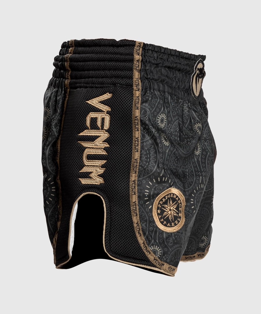 venum santa muerte dark side - calções de muay thai - pretomarrom