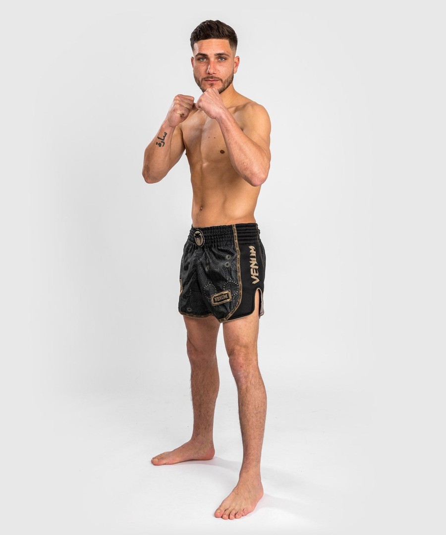 venum santa muerte dark side - calções de muay thai - pretomarrom