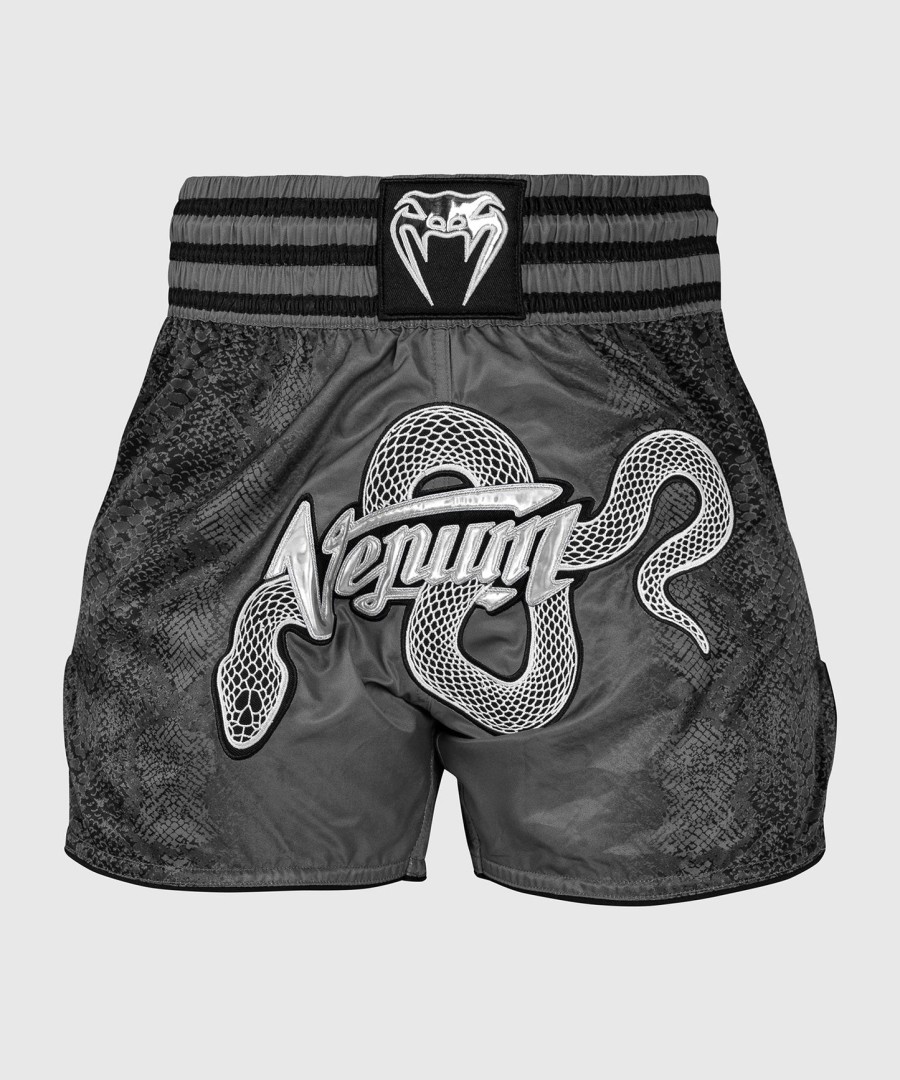 venum amazonia shorts femininos de muay thai - cinza escuro
