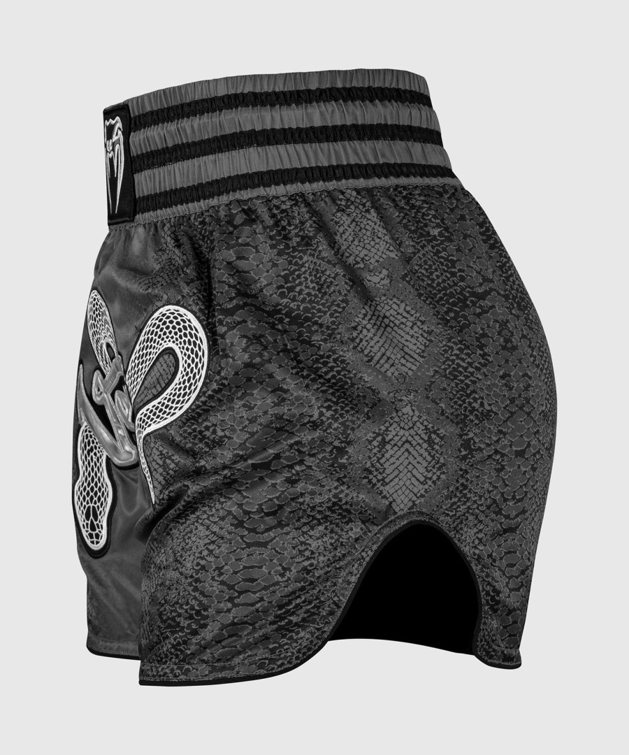 venum amazonia shorts femininos de muay thai - cinza escuro