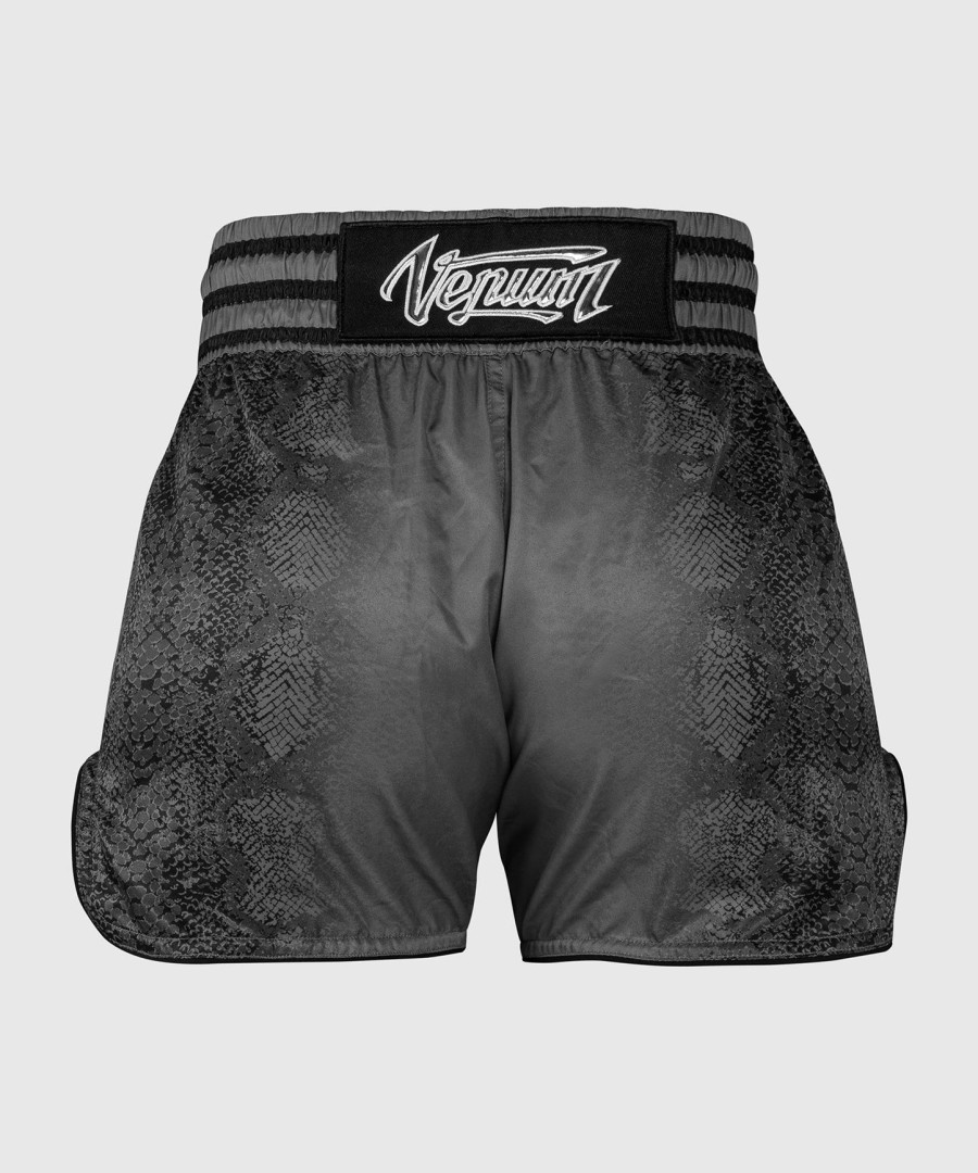 venum amazonia shorts femininos de muay thai - cinza escuro