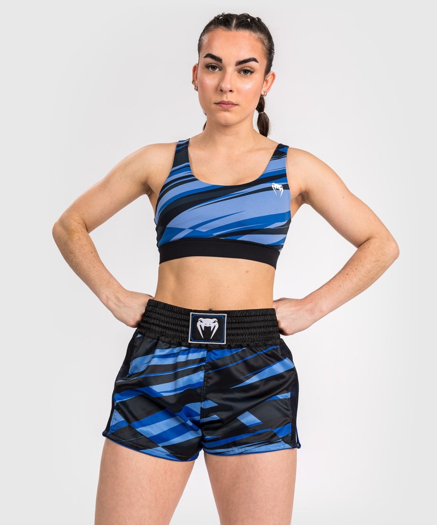 calções de muay thai venum abyss para mulher - azul sombra