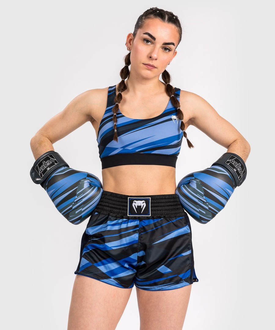 calções de muay thai venum abyss para mulher - azul sombra