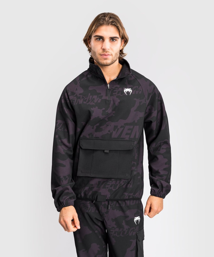 jaqueta venum trooper masculina com meio zíper - pretaroxa