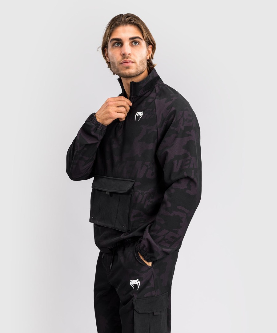 jaqueta venum trooper masculina com meio zíper - pretaroxa