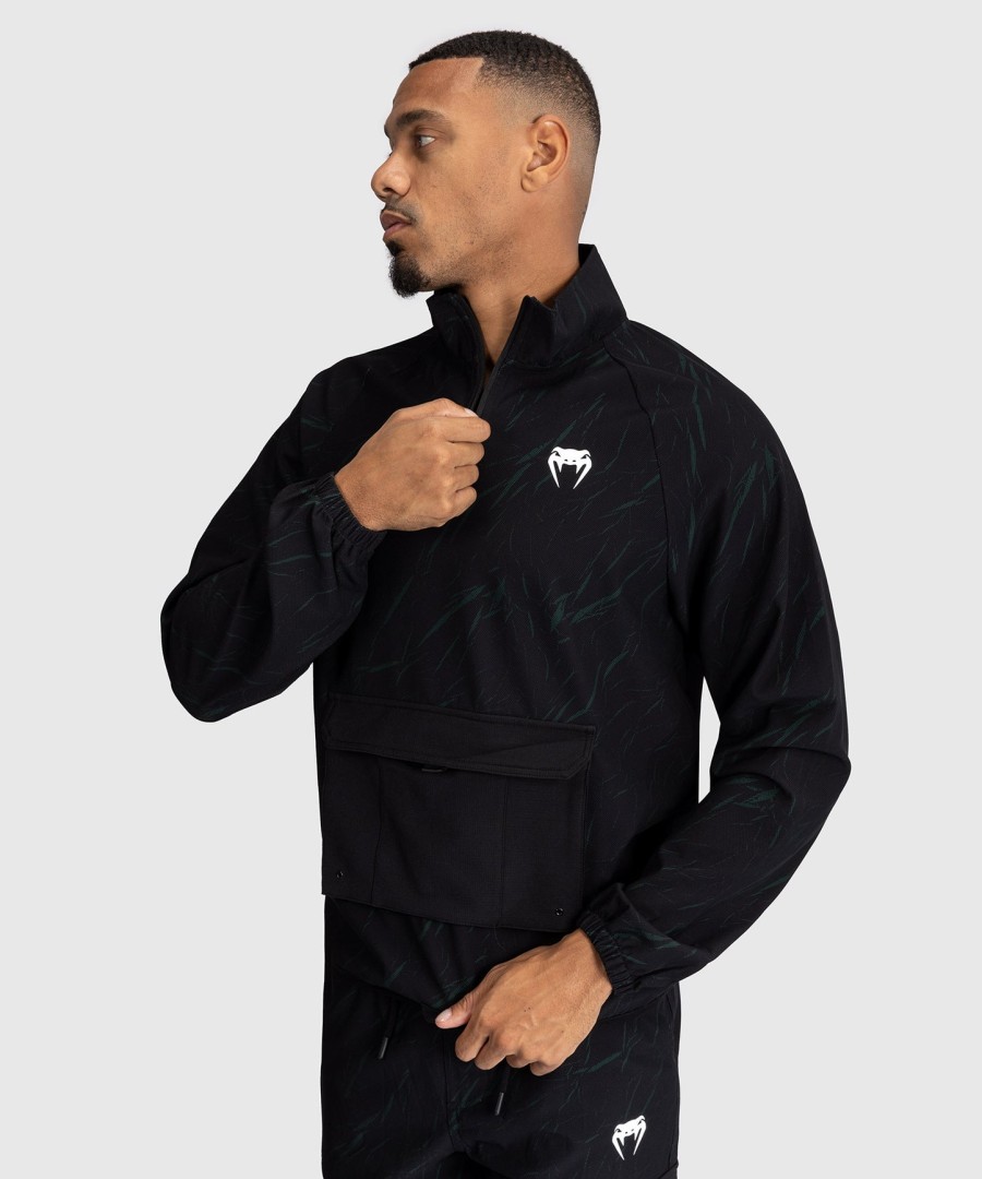 jaqueta venum trooper masculina com meio zíper - pretaverde floresta