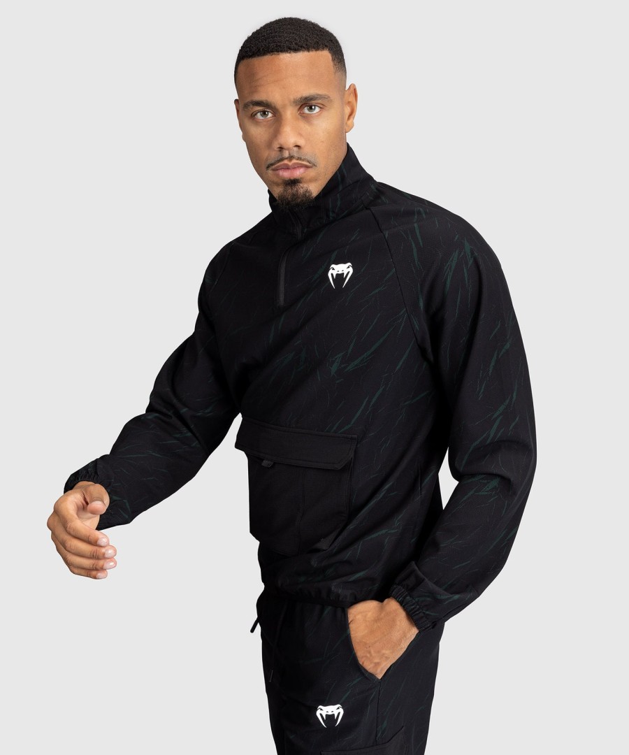 jaqueta venum trooper masculina com meio zíper - pretaverde floresta