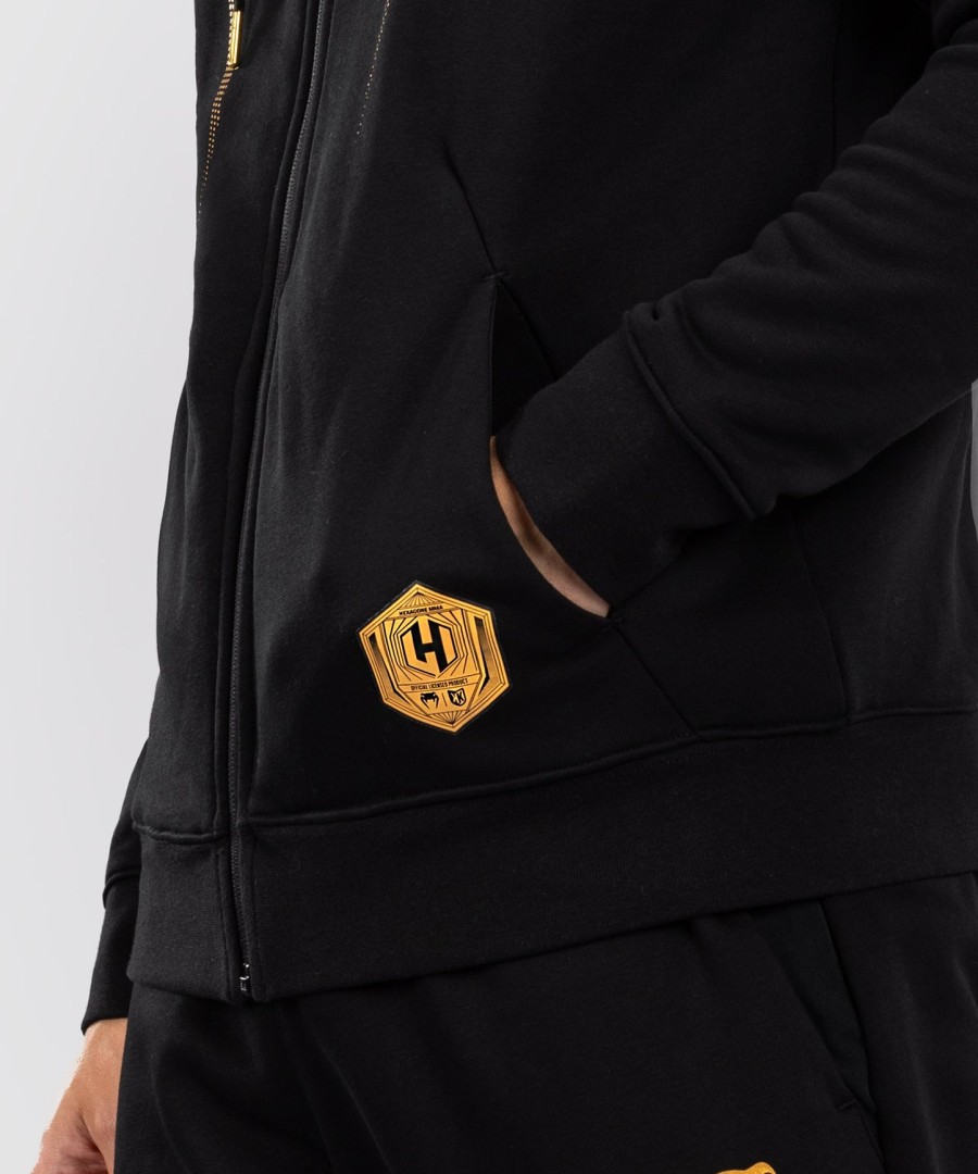 jaqueta com capuz fk x venum hexagone mma - pretodourado
