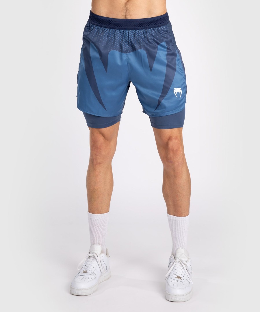 calções de luta venum attack para homem - azul marinho