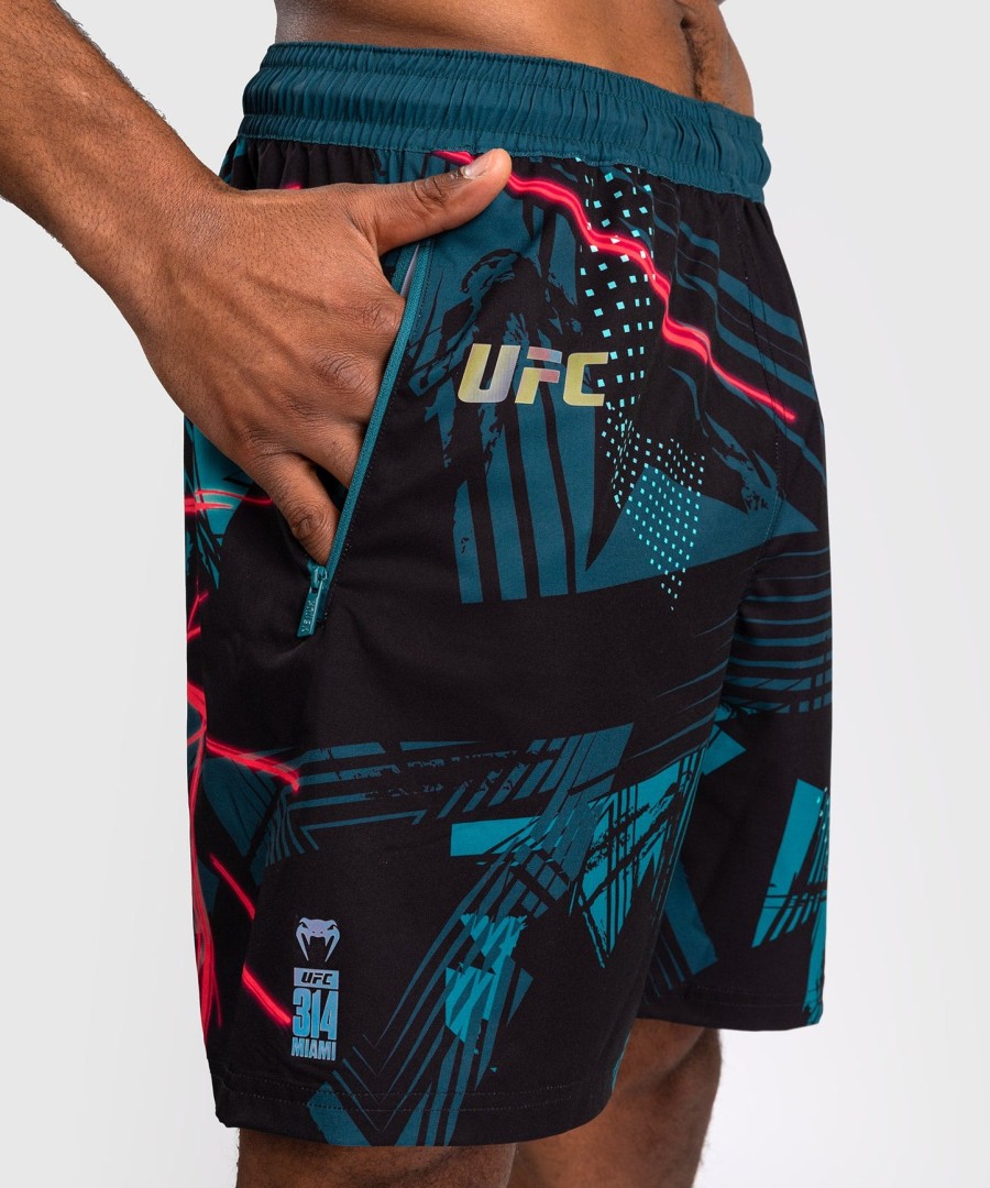 shorts de performance masculinos ufc fusion by venum miami edition fight week - preto