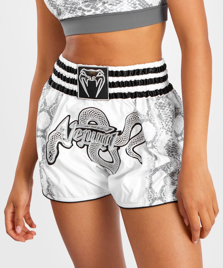 venum white snake short muay thai para mulheres - branco