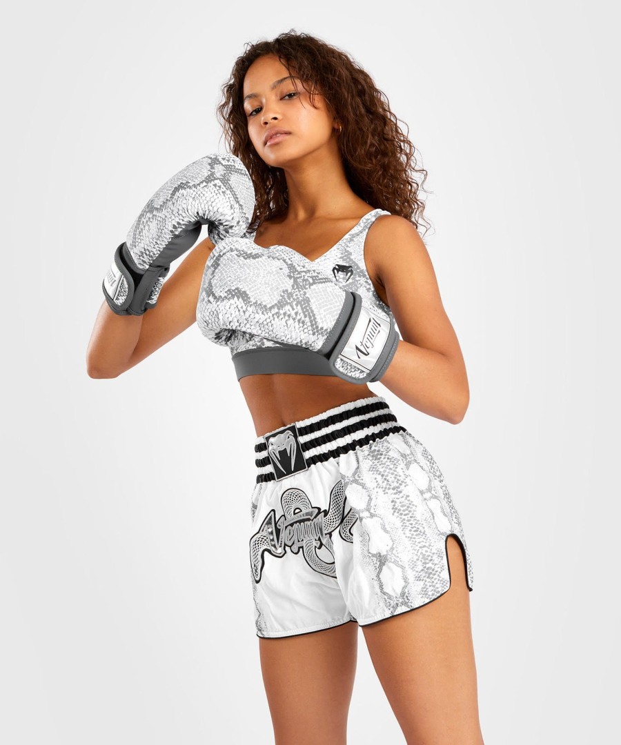 venum white snake short muay thai para mulheres - branco