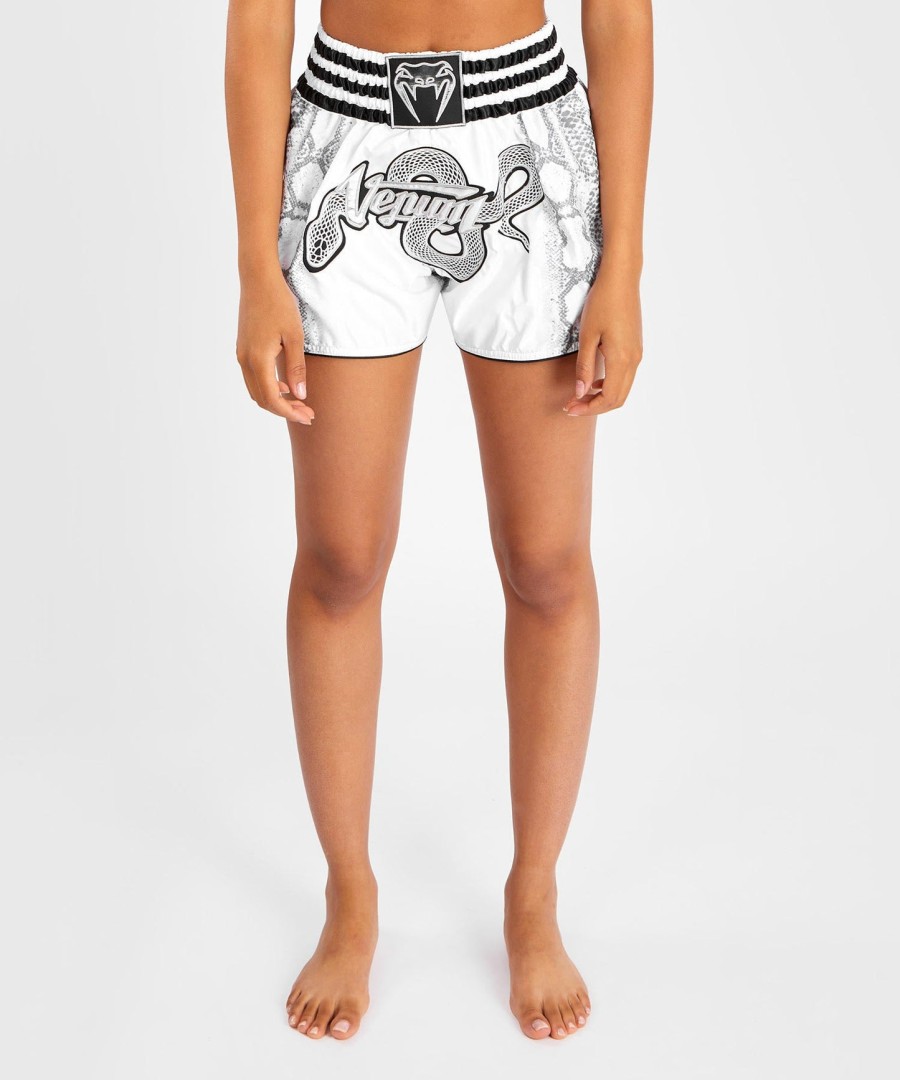 venum white snake short muay thai para mulheres - branco