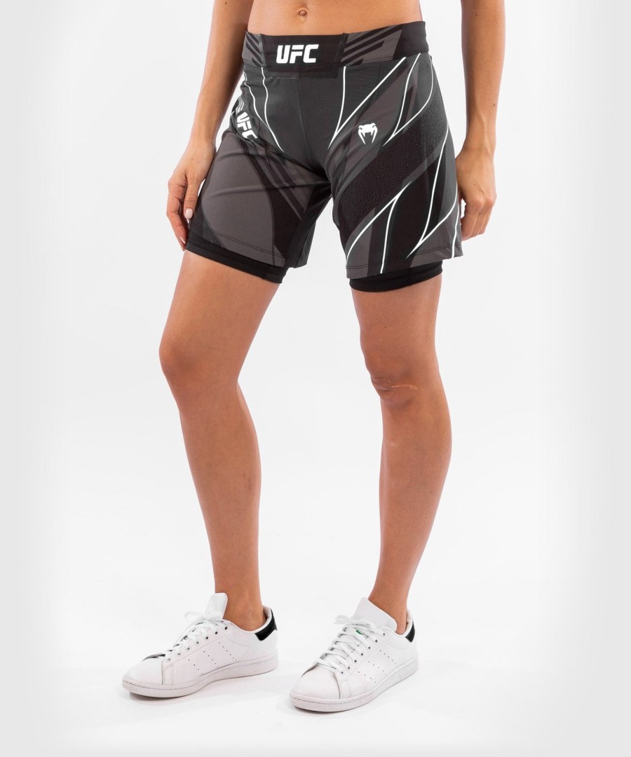 shorts ufc venum authentic fight night feminino - comprimento longo - preto