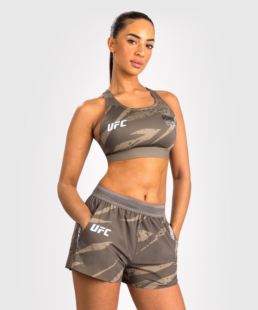 short de performance feminino ufc adrenaline by venum fight week - camuflagem deserto