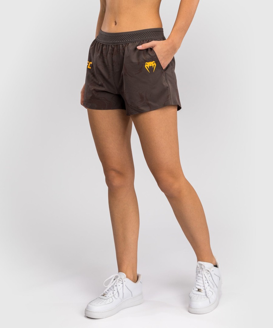 short de performance feminina ufc fusion by venum fight week - marrom terrano