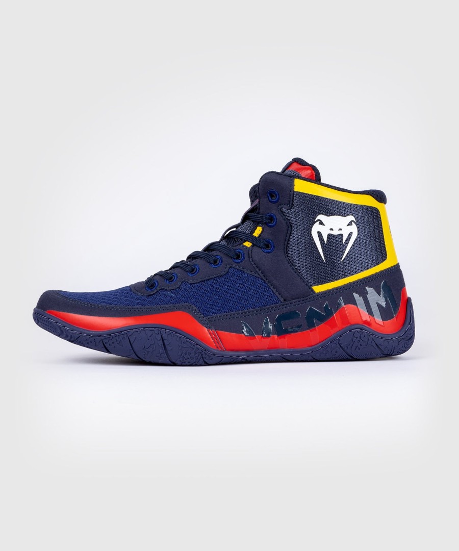 sapatos de luta livre venum elite - azulamarelo