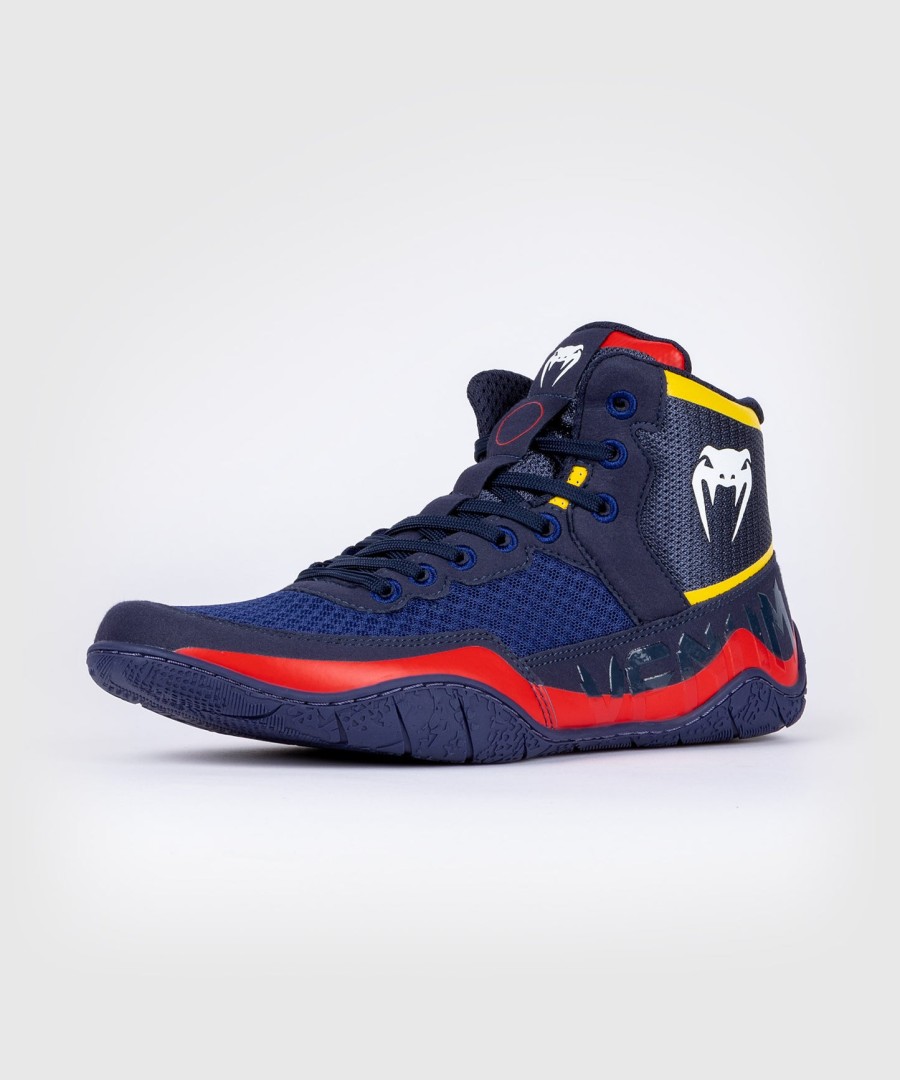 sapatos de luta livre venum elite - azulamarelo
