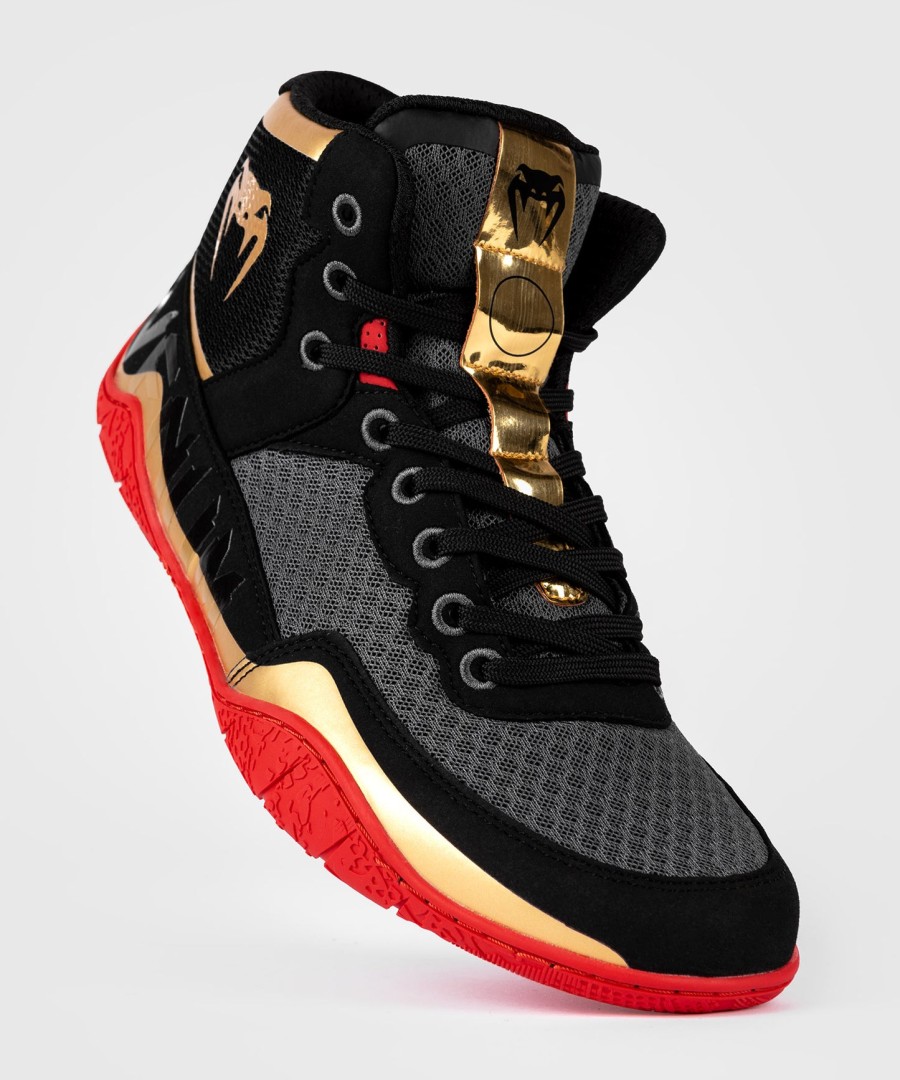 sapatos de luta livre venum elite - pretodouradovermelho